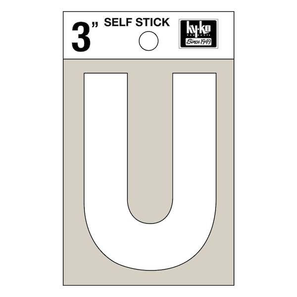 Hy-Ko 3In White Vinyl Letter U, 10PK A30531 - main